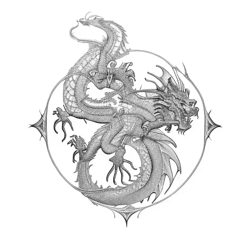 Dragon With 7 Tails Peaceful Red Royal Loyal Graceful