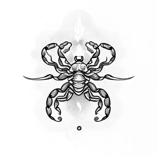 Scorpion With A Circle Of Fire And A Snake Sting
