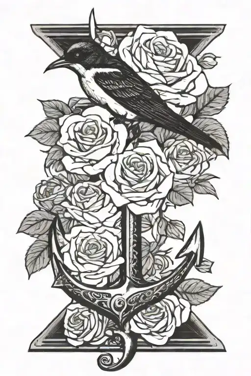 Swallow Roses Anchor With Text