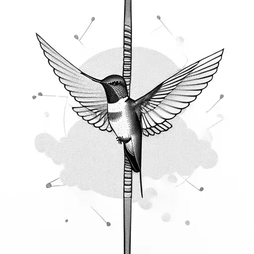 Hummingbird Perched On A Katana Hilt