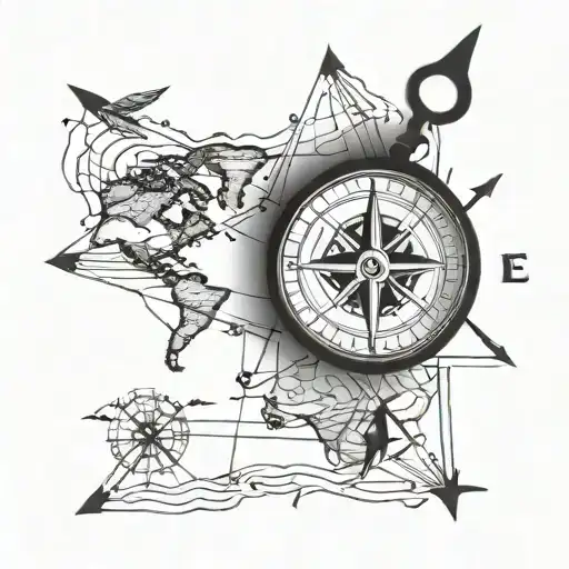 Map And Compass And An Arrow