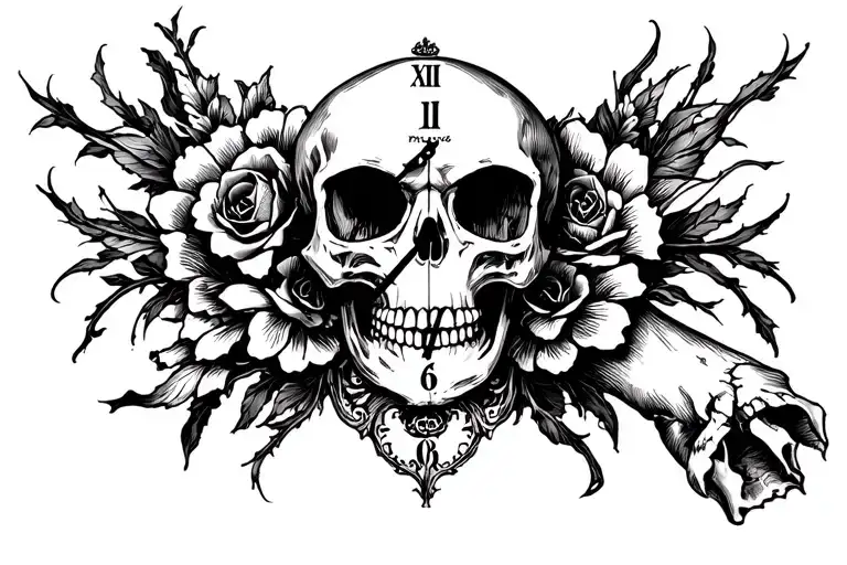 Memento Mori Skull Clock Fore Arm