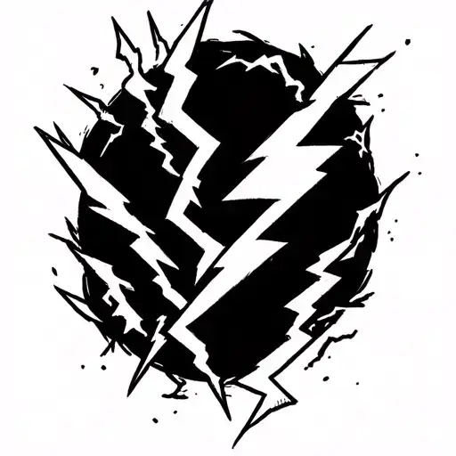 Small Simple Line Drawing Including Lightning Bolts