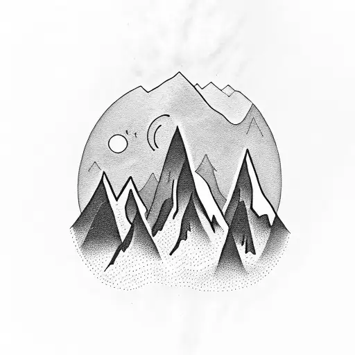 A Majestic Mountain Range With A Family Of Primates Climbing The Peaks