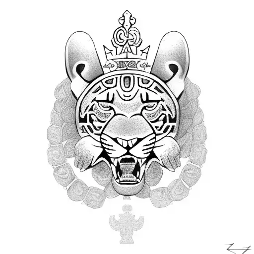 Jaguar With Crown With A Aztec Calendar Background