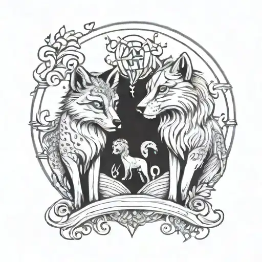 Fox And Lion Standing