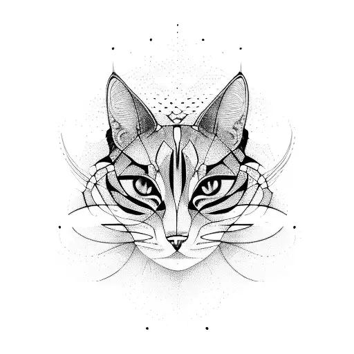 Abstract Geometric Design Of A Three Color Cat