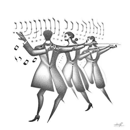 A Symphony Conductor Leading A Group Of Musical Notes In The Shape Of A Marathon Runner
