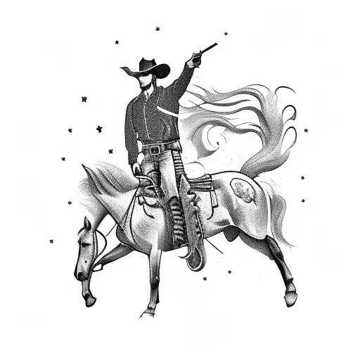 Cowboy On A Horse Holding A Rifle