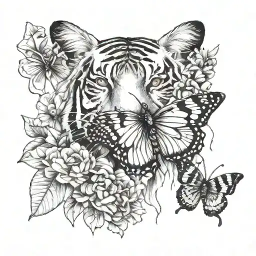Butterfly And Tiger Face