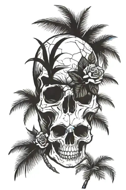 Skull Roses Coconut Tree Growing