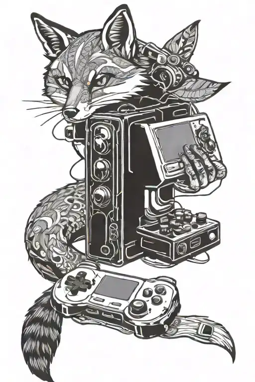 The Fox Is Playing A Video Game Console Buttons Integrated