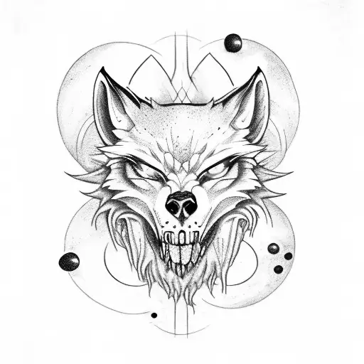 Three Eyes Space Wolf Being Eaten By Skull