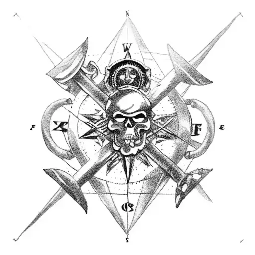 A Pirate Corsair Ship Battling Through Stormy Seas With A Compass Guiding Its Way