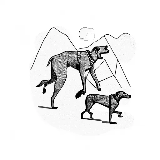 A Sporty Silhouette Of A Person Hiking With A Dog Running Beside Them