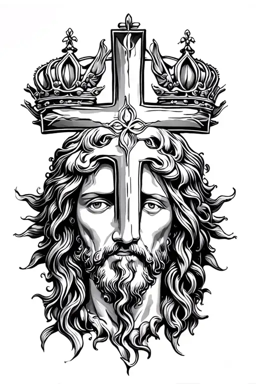 Christian Cross With The Crown Of Jesus Christ