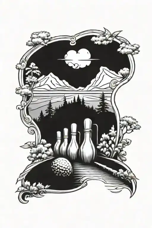 Bowling Alley With Golf Course Landscape