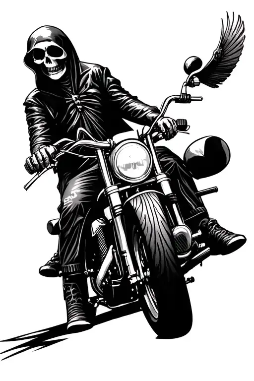 Grim Reaper Riding A Harley
