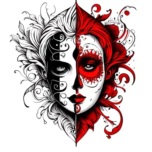 2 Faced Tatto Black And Red