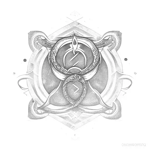 Ouroboros Surrounding An Ankh