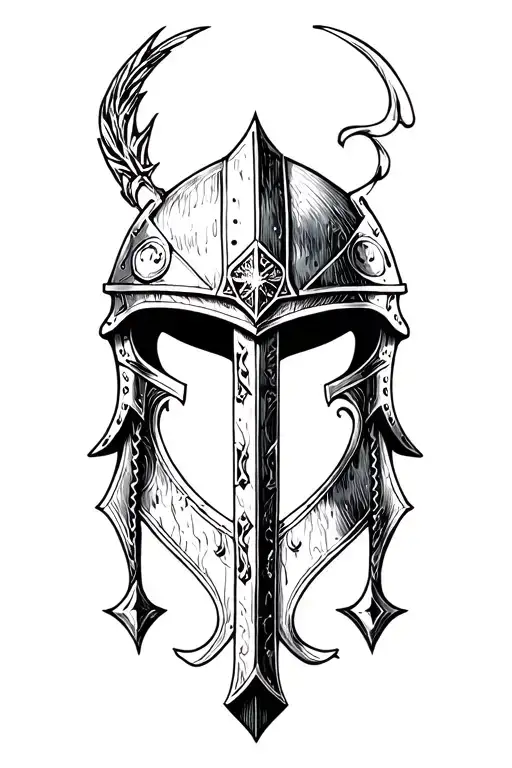 Warhammer In Front Of A Helm