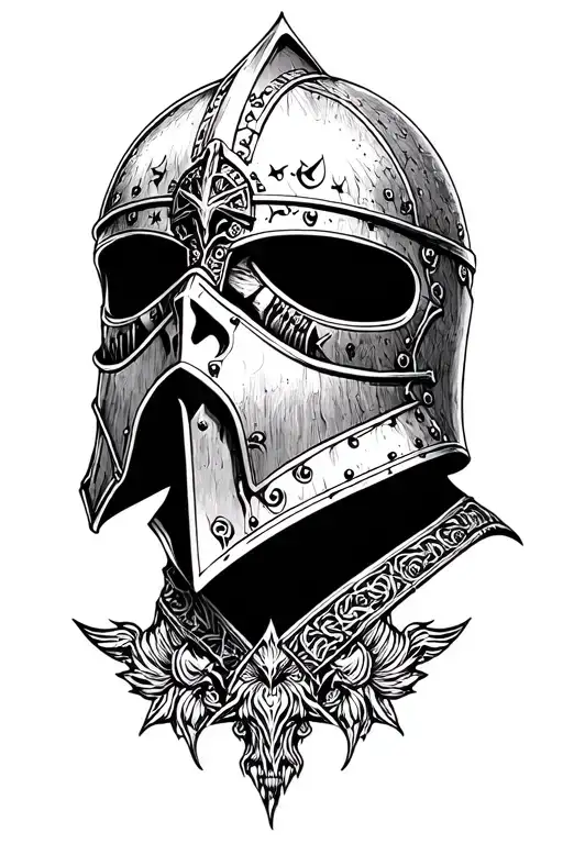 Warhammer In Front Of A Helmet