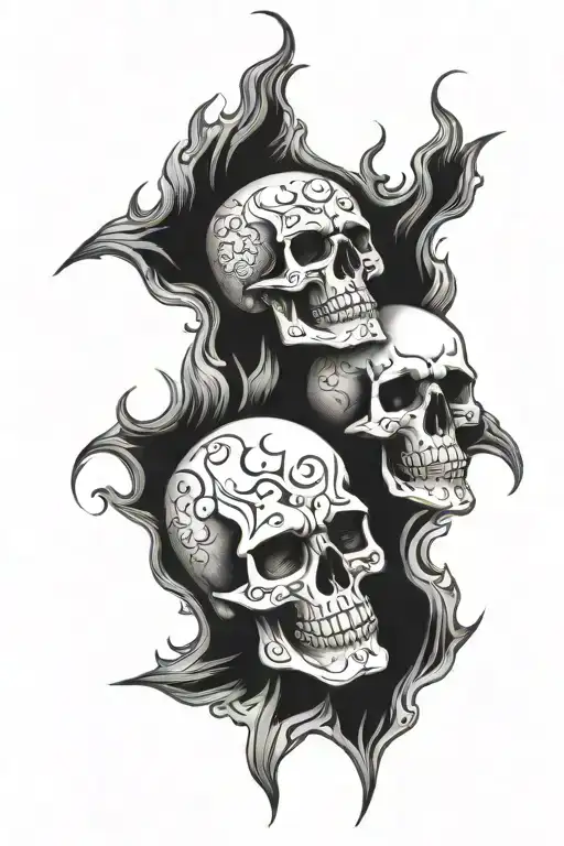 Skulls With Fire