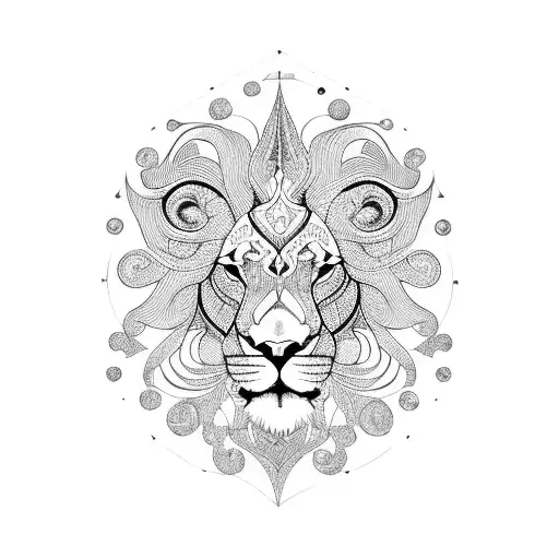 Psychedelic Lion With Geometric Patterns