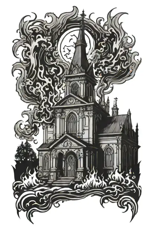Church On Fire With The Devil Behind