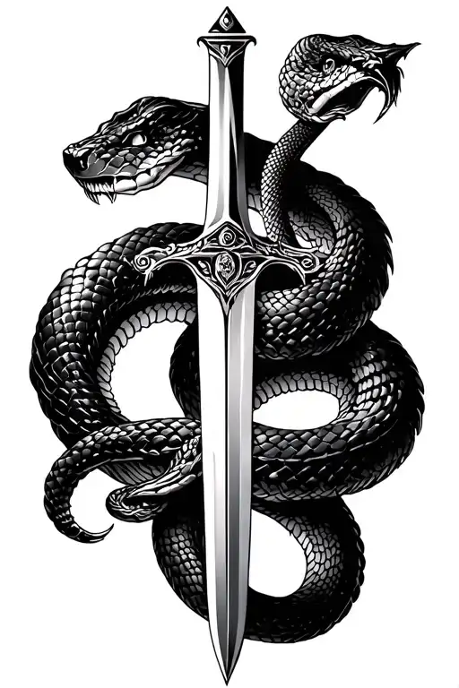 Snake With A Sword Intertwined