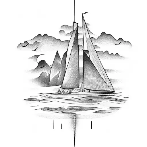 A Sailboat Pauses To Watch Orcas As The Sun Sets Behind It