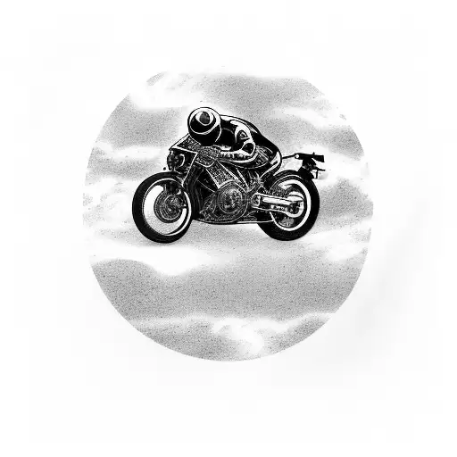 A Racing Motorcycle Speeding Through A Dark Night Sky With Fluid Art Patterns Trailing Behind It