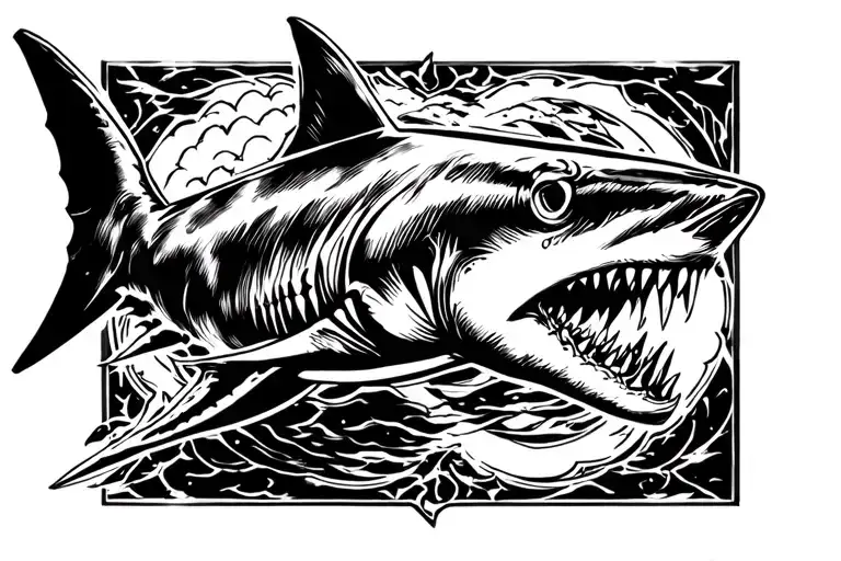 Chest Shark Tattoo Design