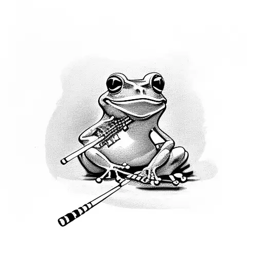 Frog Playing Banjo Smoking Cigarette