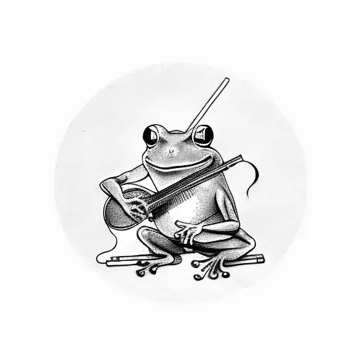 Frog Playing Banjo Smoking Cigarette