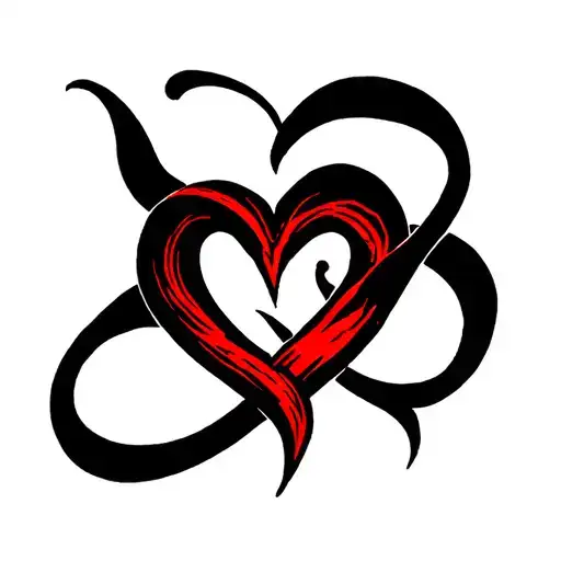 Heart With Infinite Sign In Black And Red Tribal