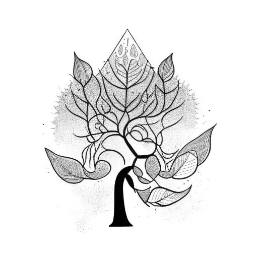 A Blackwork Tattoo Of A Yoga Tree With Smoke Forming The Branches And Leaves