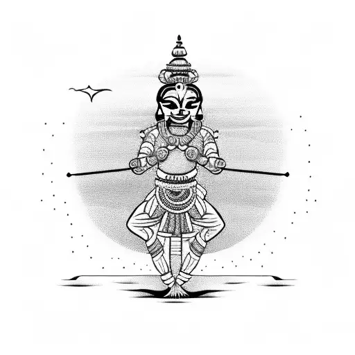 Kathakali Dancer Performing On A Thalassery Beach At Sunset