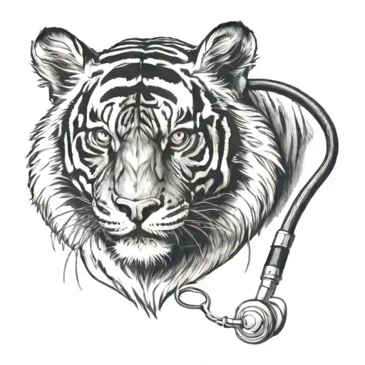 A Pet Tiger Wearing A Stethoscope