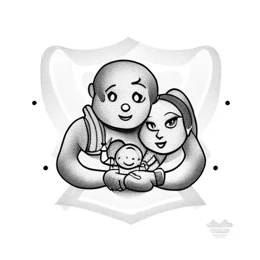 Family Looking At Lost Baby