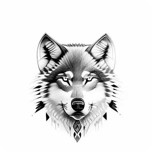 Half Indian Face Half Wolf