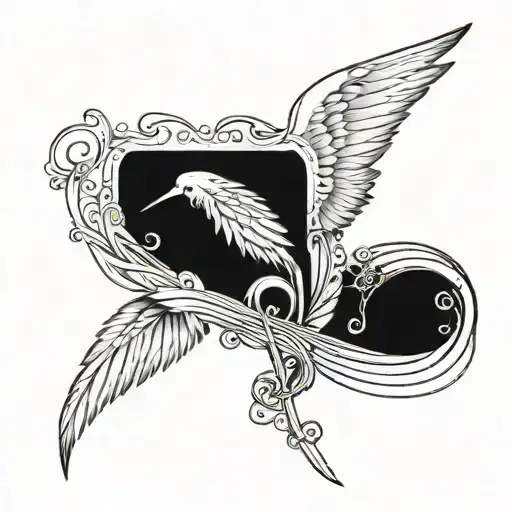 An Angel Wing With A Hidden Musical Staff Design