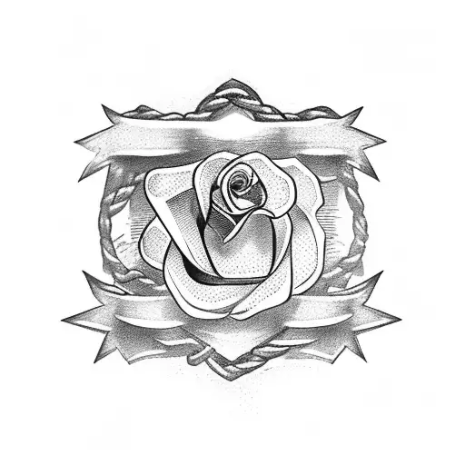 Rose With Anchor And Banners Across The Anchor