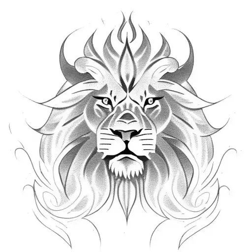 Fierce Lion With Flames As Mane