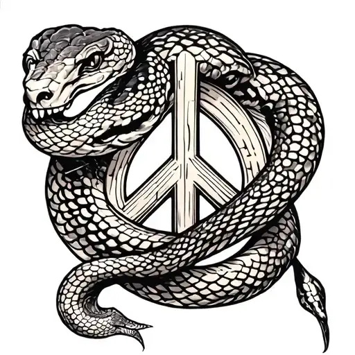 Snake Over Peace Symbol Combined