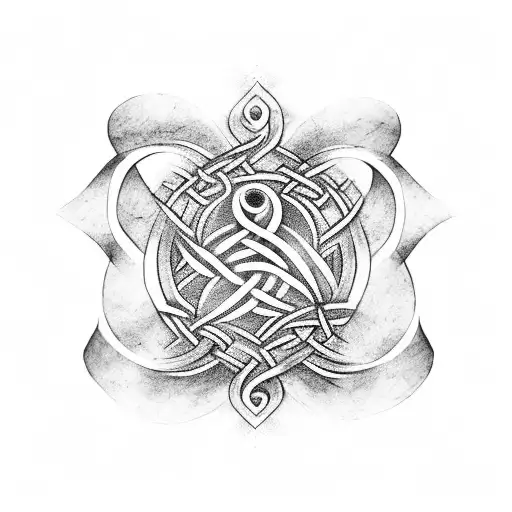 Ancient Viking Runes Intertwined With A Delicate Floral Pattern