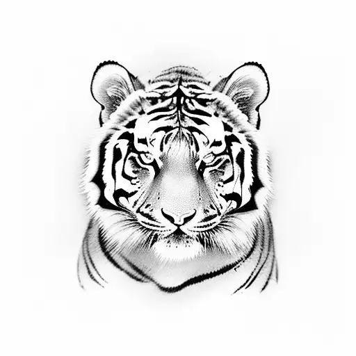 Whole Body Of A Tiger With Misty Or Cloudy Fur