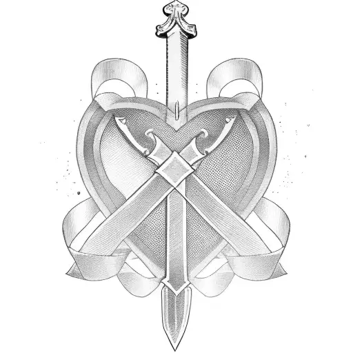 Sword With Heart And Ribbon