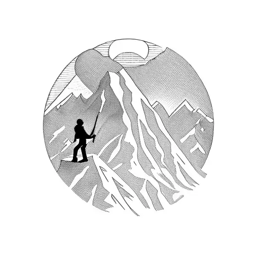 A Silhouette Of A Hiker Conquering A Majestic Mountain Peak