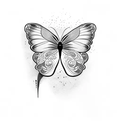 Blue Butterfly With Bold Black Outline